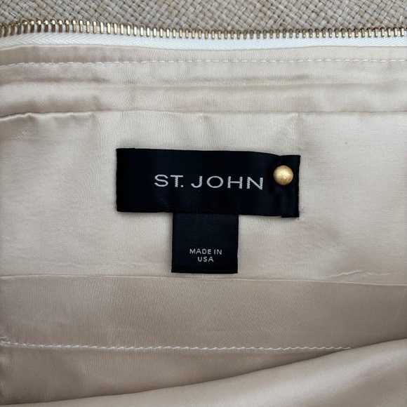 St. John Cream Fringe Tweed Woven Shoulder Bag - Picture 2 of 11